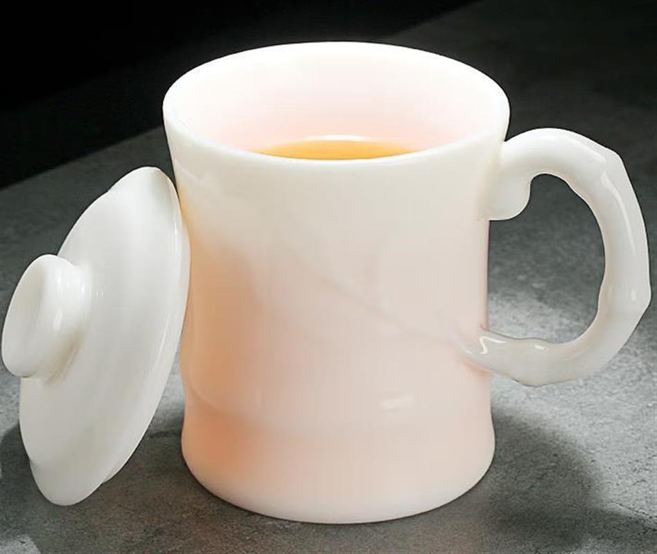 手工白瓷茶杯功夫茶具水杯带盖